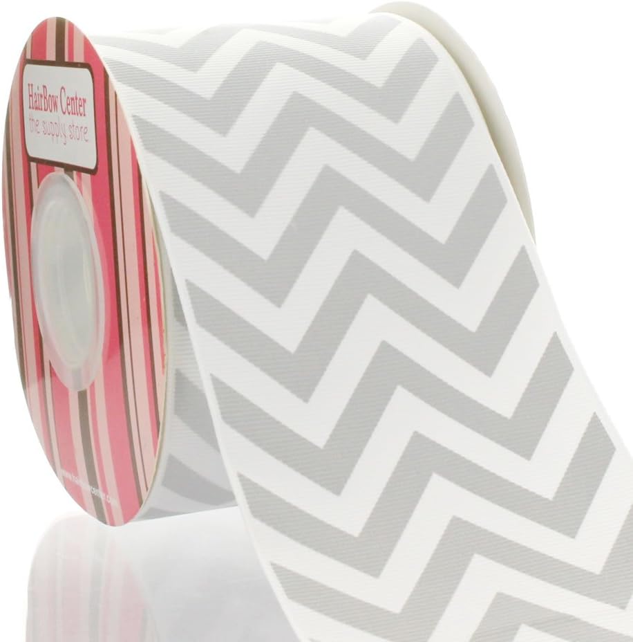 3" Gray Chevron Zigzag Grosgrain Ribbon 100 Yard