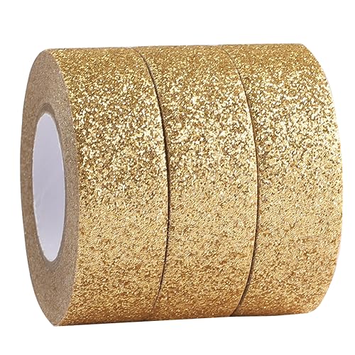 3 rouleau de ruban adhésif pailleté de 15 m x 15 mm rubans de masquage en aluminium bâton de papier washi doré pour bricolage scrapbooking rubans adhésifs décoratifs artisanat et cadeaux