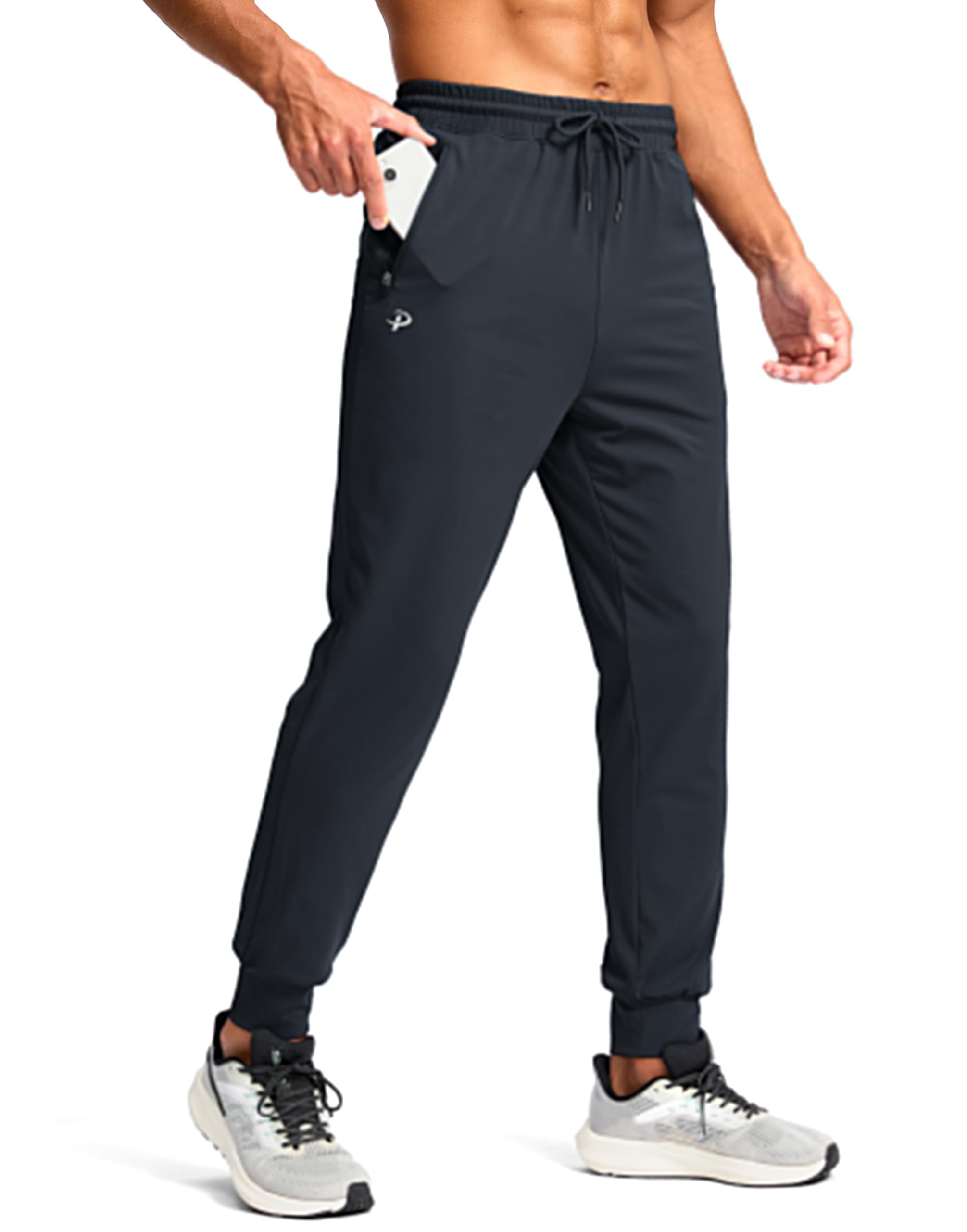 Pudolla Men's Lightweight Jogger with Pockets 4-Way Stretch Sweatpants Workout Runing Athletic Track Pants