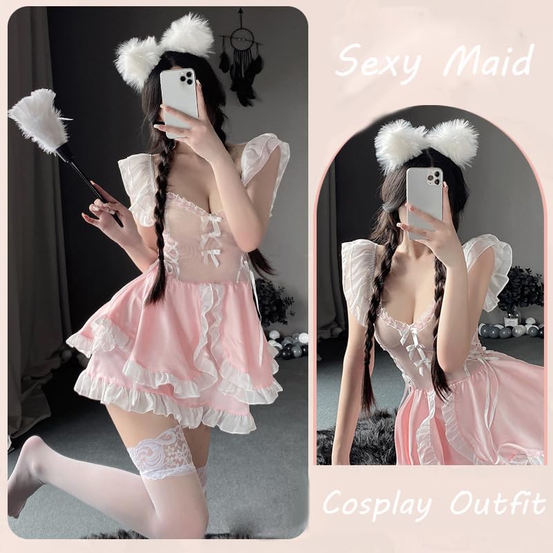 Disfraz de Halloween para mujer tipo sirvienta anime y lencería sexy 2