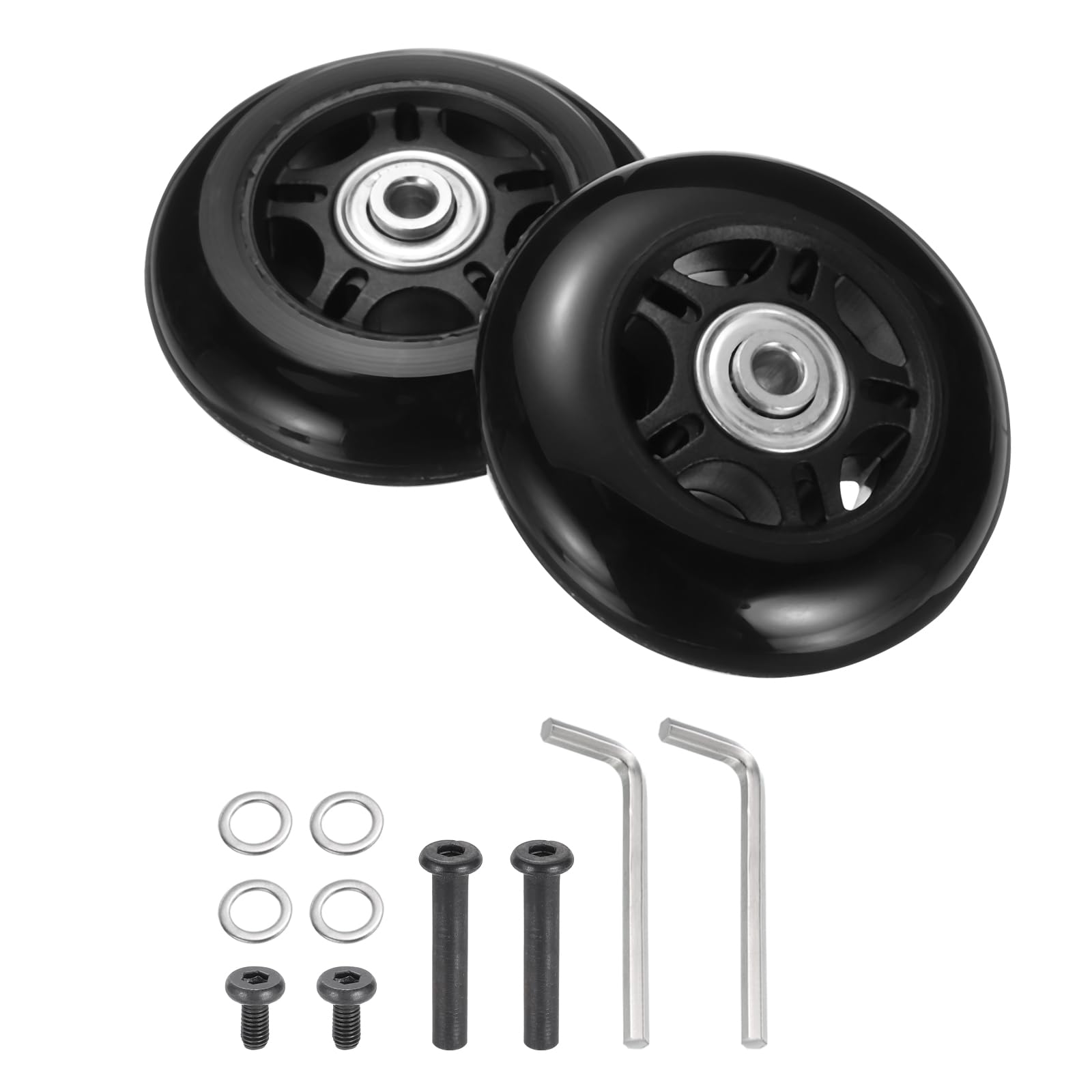Zestaw 1 Bagaż Koła Zamienny 79 x 24 mm/3.1" x 0.9" Guma Skrętny Kółko jezdne Łożysko Koła Naprawa Ekwipunek do Walizka Inline Zewnętrzny Skate,Czarny