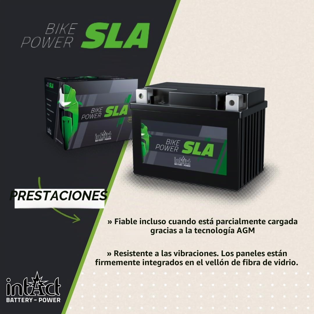 intAct - Bike-Power SLA12-22, 52113, Batería de moto 12V 22Ah 230A (EN), batería AGM para scooter, moto, quad, tractor de césped y muchos más, batería sin mantenimiento y a prueba de fugas