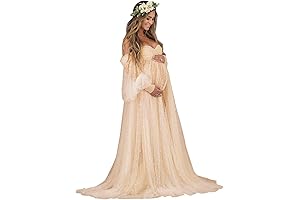 Women's Pearl Tulle Maternity Dress for Photoshoot