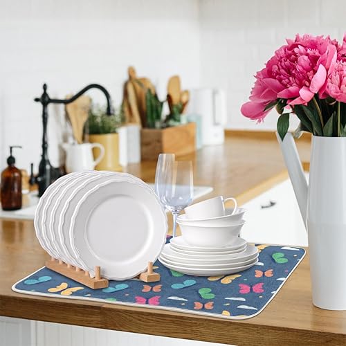 Miniatura 4 de Butterfly Brilliance Premium Dish Drying Mat for kitchen counter - Absorbent Polyester Fabric, Non-Slip Backing - Ideal for Kitchen Counters - 18x24