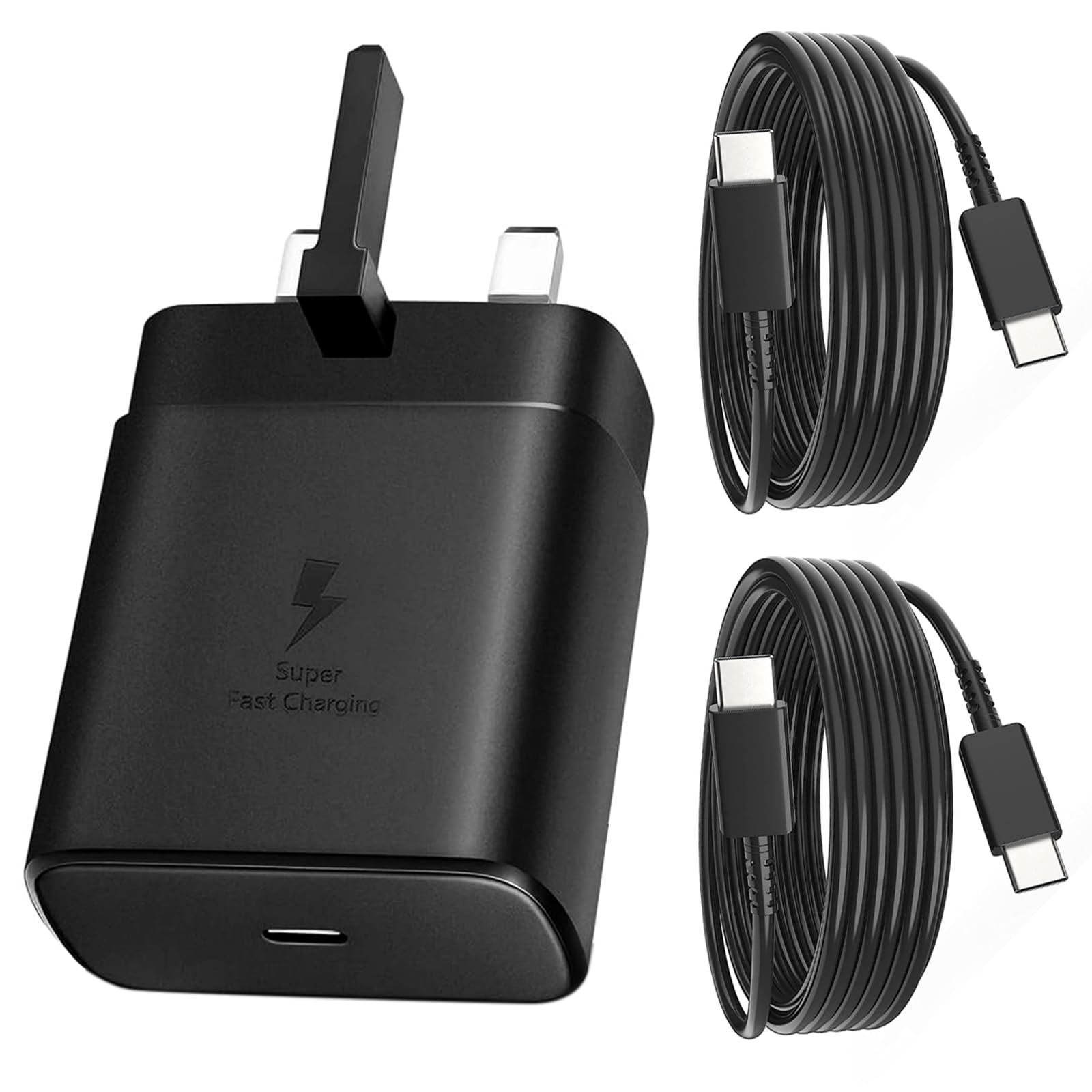 For Samsung 45w Fast Charger Type C with 2PCS 5FT USB-C Cable (Light Black)