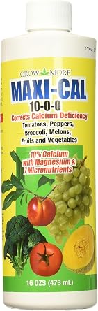 Grow More Maxi-Cal 10-0-0 - 16oz of USA-Made Calcium Nitrate Fertilizer - Provides Nitrogen & Liquid Calcium for Plants, Fruits, Vegetables - Blossom End Rot & Root Rot Treatment