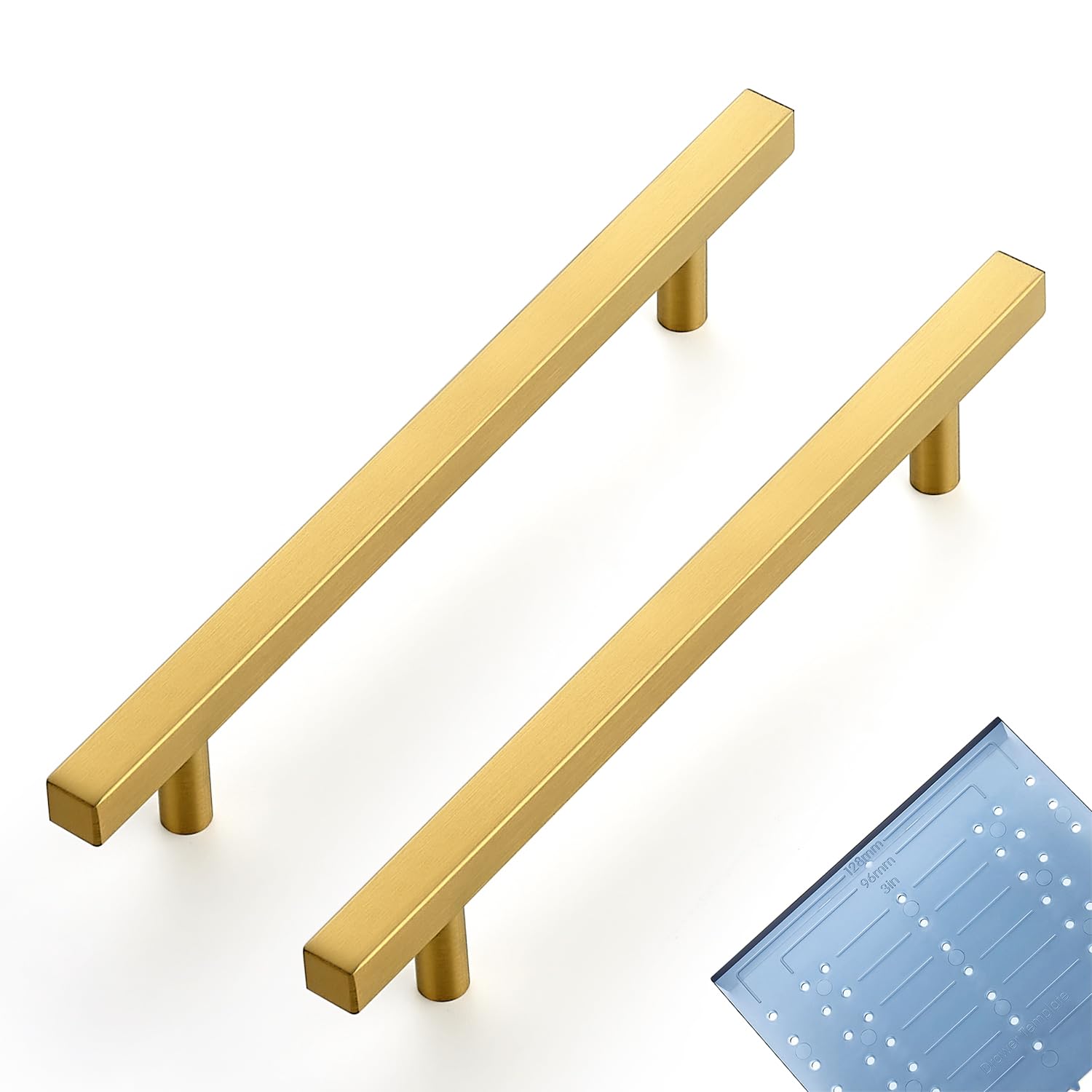 Ravinte Square Cabinet Handles, 30 Pack, 6.25" Hole Centers, Gold