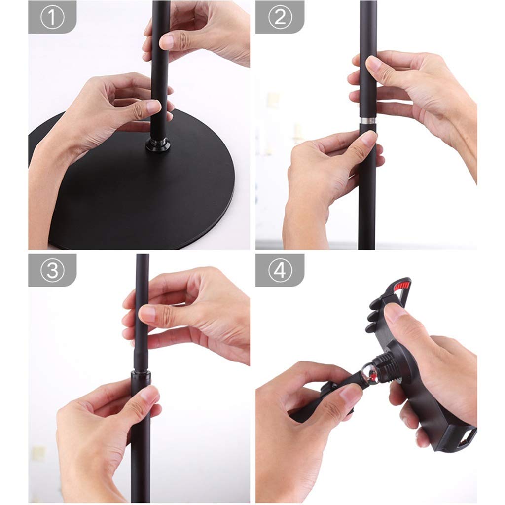 Supporto telescopico regolabile da pavimento con supporto girevole a 360 gradi per tablet e smartphone