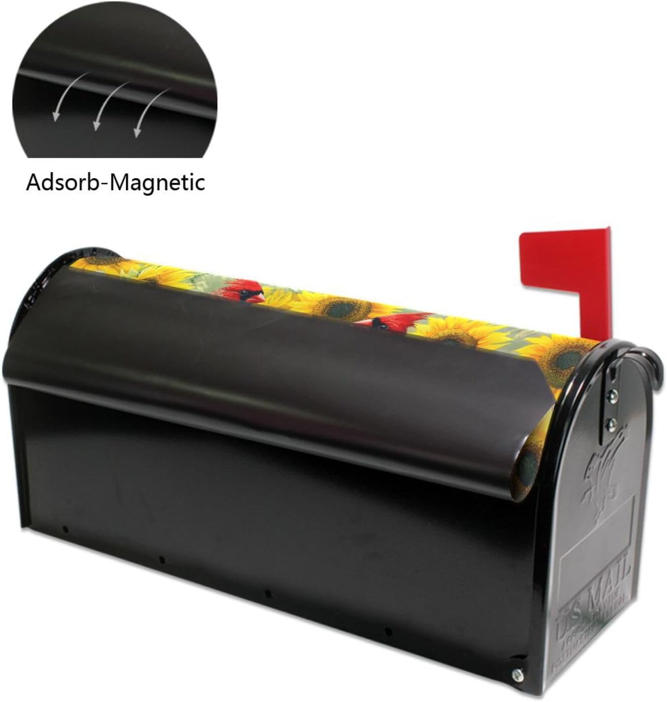 ALAZA Spring Summer Red Birds Sunflower Floral02 Magnetic Mailbox Cover MailWraps Garden Yard Home Decor for Outside Standard Size-18"x 20.8"