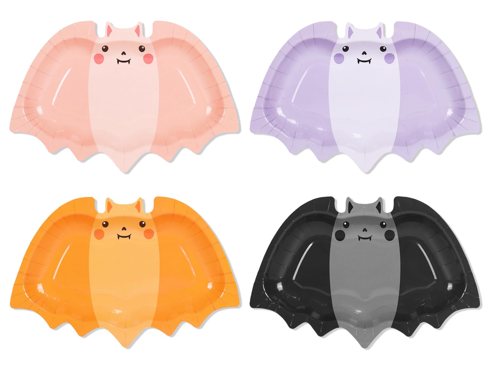Assiettes jetables en carton Halloween chauve-souris pastel 26x17cm
