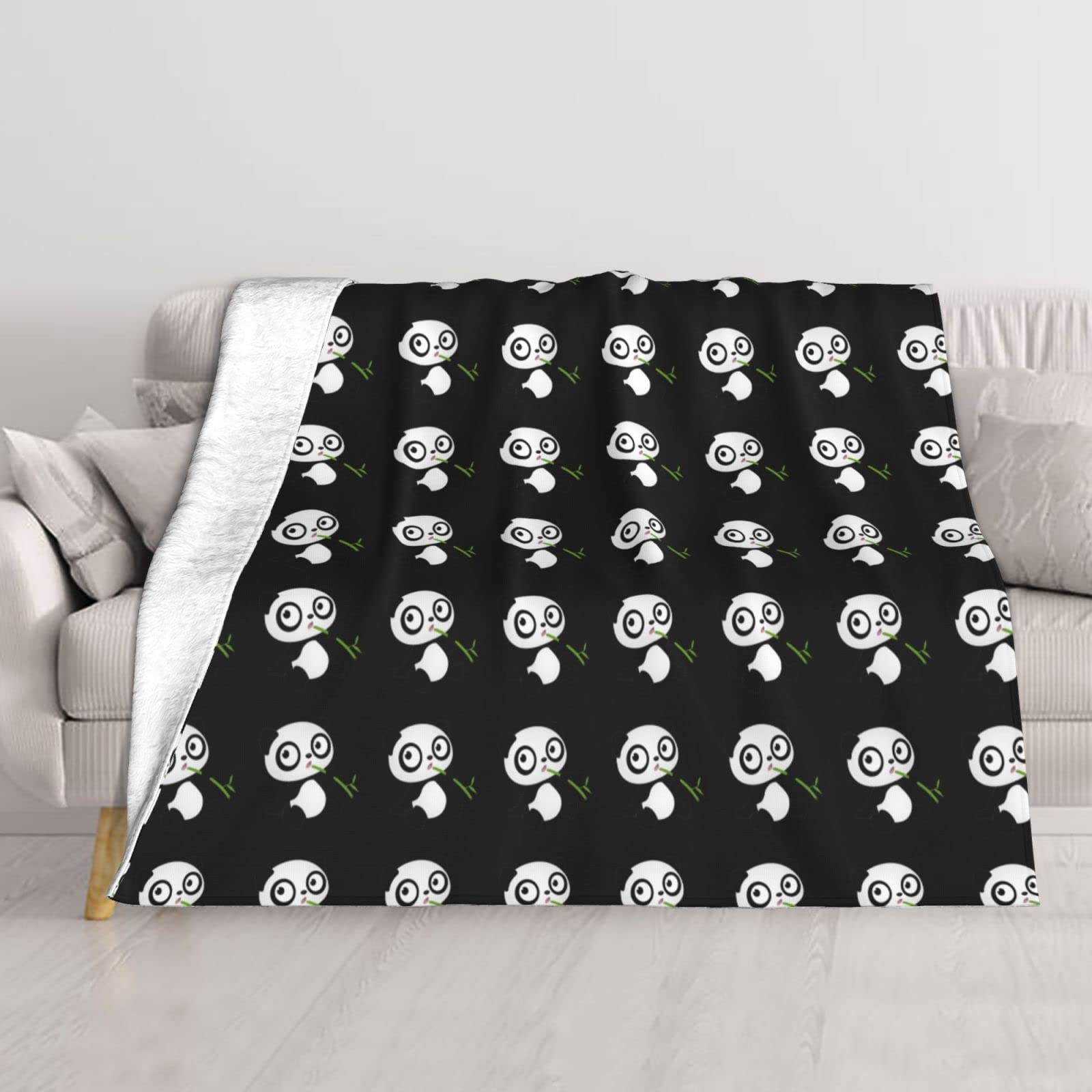 Couverture en peluche panda 203x152 cm pour lit et canapé