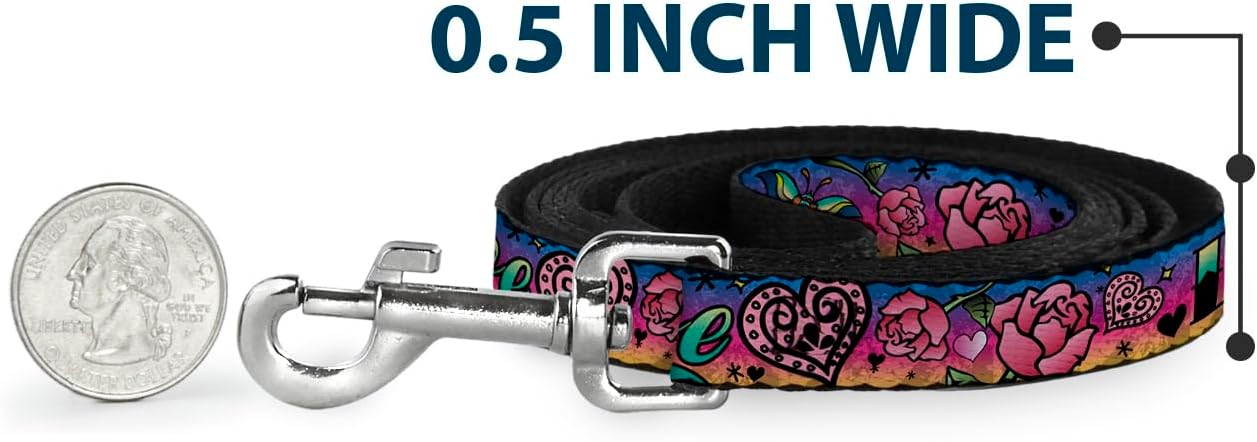Dog Leash Love Love Purple 6 Feet Long 1.5 Inch Wide