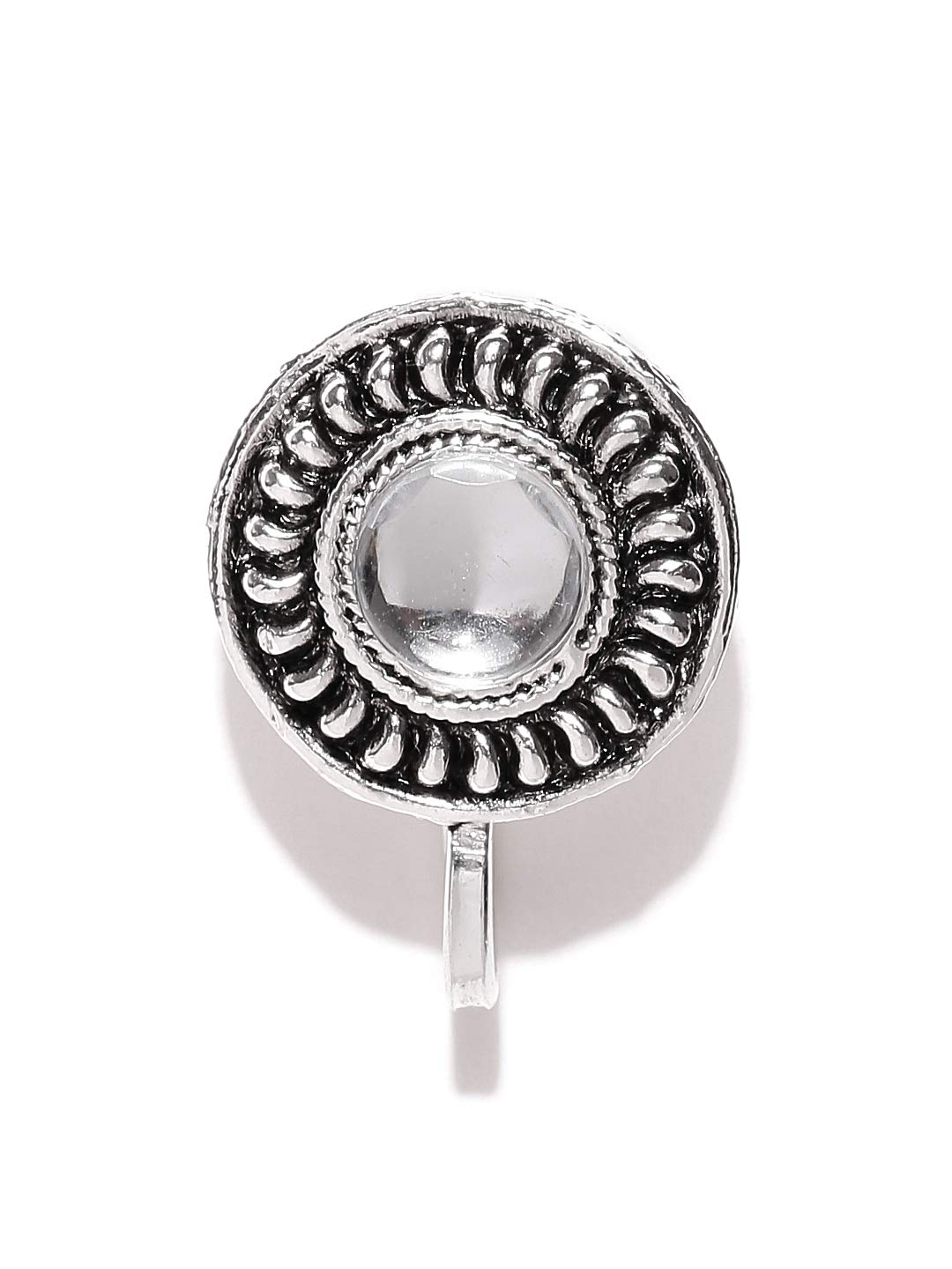 Zaveri Pearls Circular Shape Silver Antique Clip-on Nosepin-ZPFK6438 (B075PCX8WK) Amazon Price History, Amazon Price Tracker