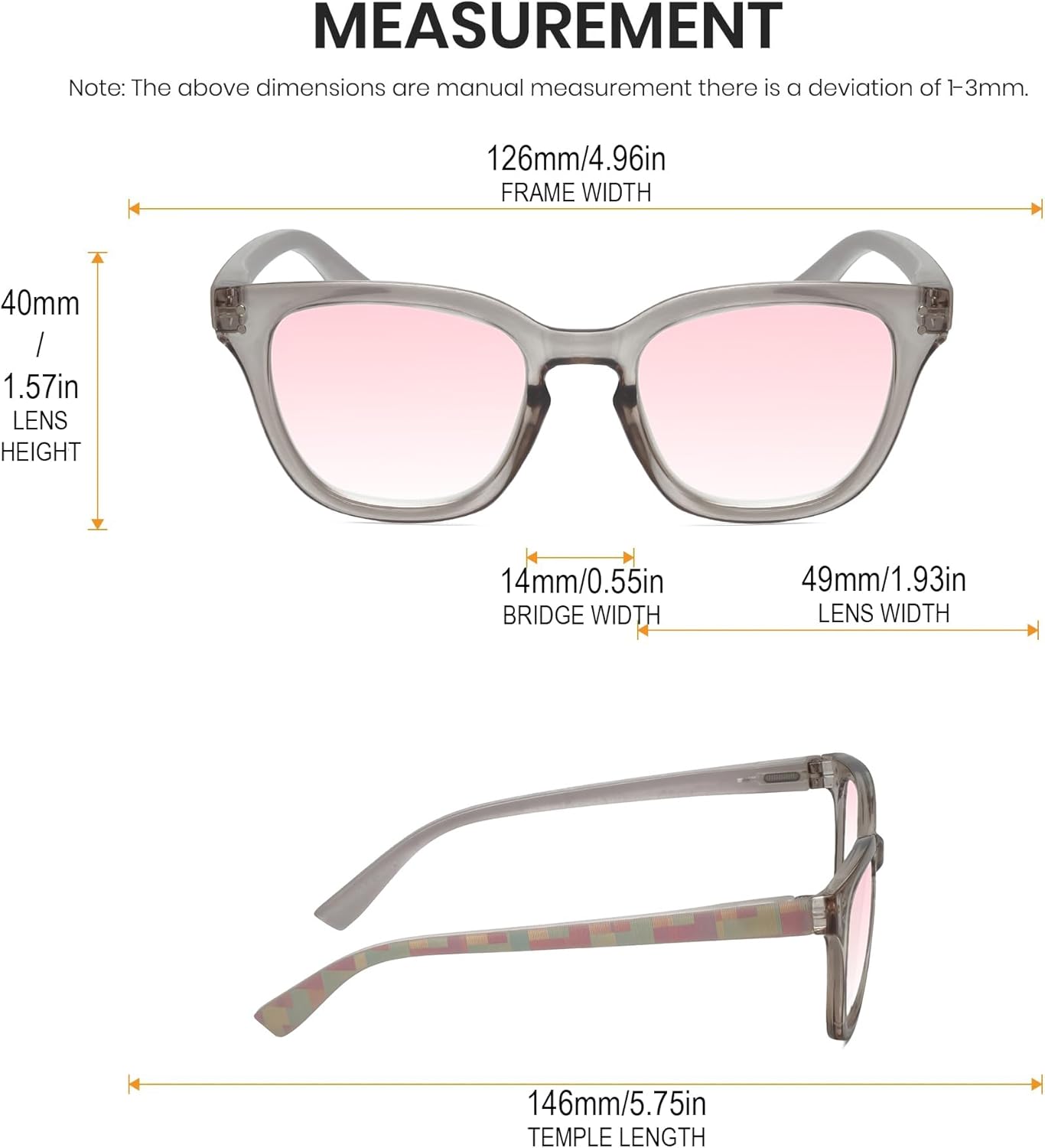 Calabria R860 FL 41 Reading Glasses +0.75 Grey Crystal Blue Pink Fluorescent Light Sensitivity Eyeglass Photophobia Readers - Image 7