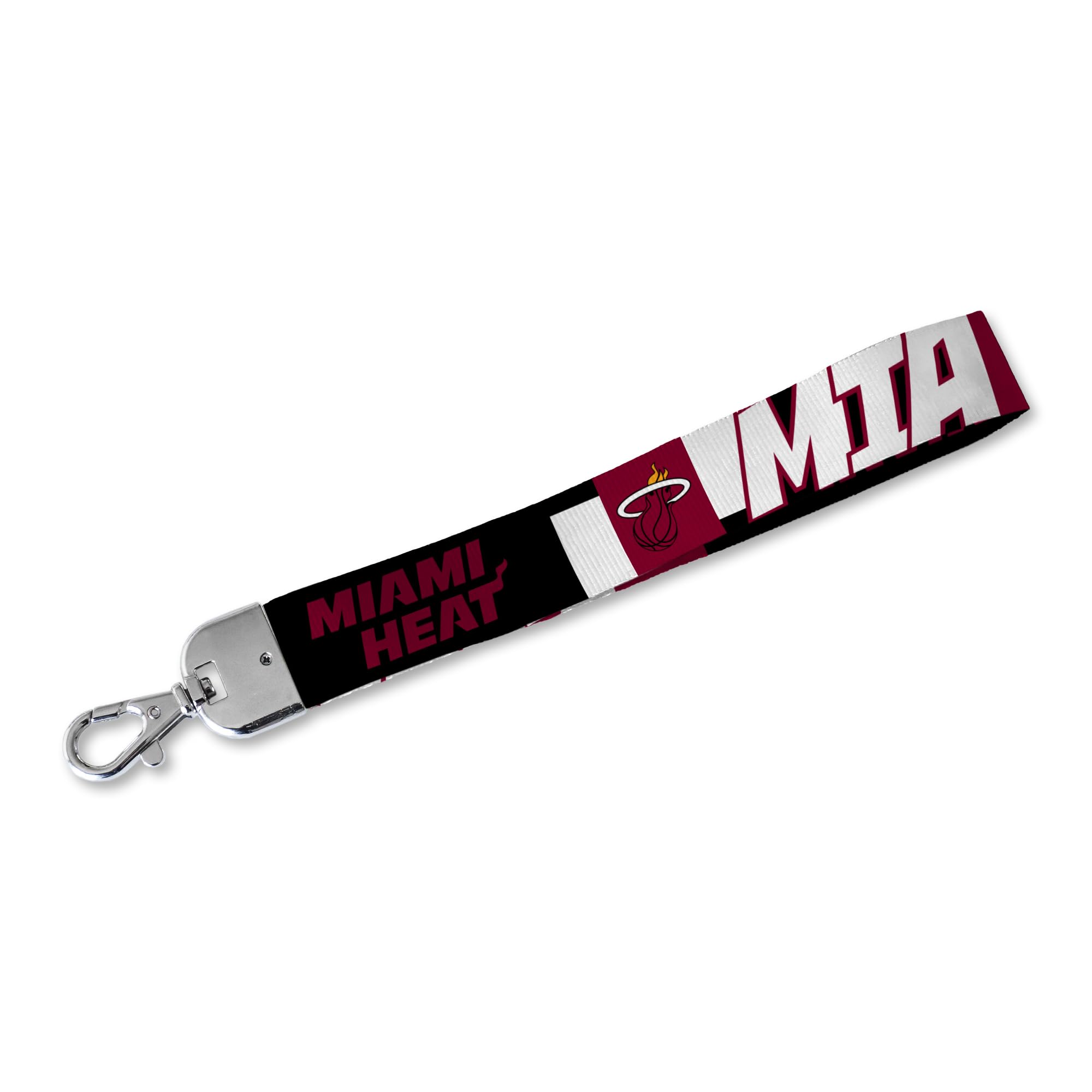 Rico Industries NBA Basketball Miami Heat Wrist Lanyard Key Chain, Cute Wristlet Strap Keychain Holder for Women Men Car Keys ID Badges Card Wallet Phone Camera