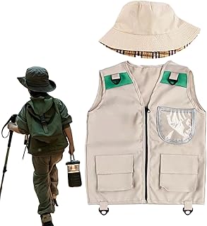 Hiemible Kinder Entdeckerweste,Expeditionskostüm mit - Kinderbekleidung für Angeln Wandern Safari Schatzsuche Zoo Abenteuer Ranch