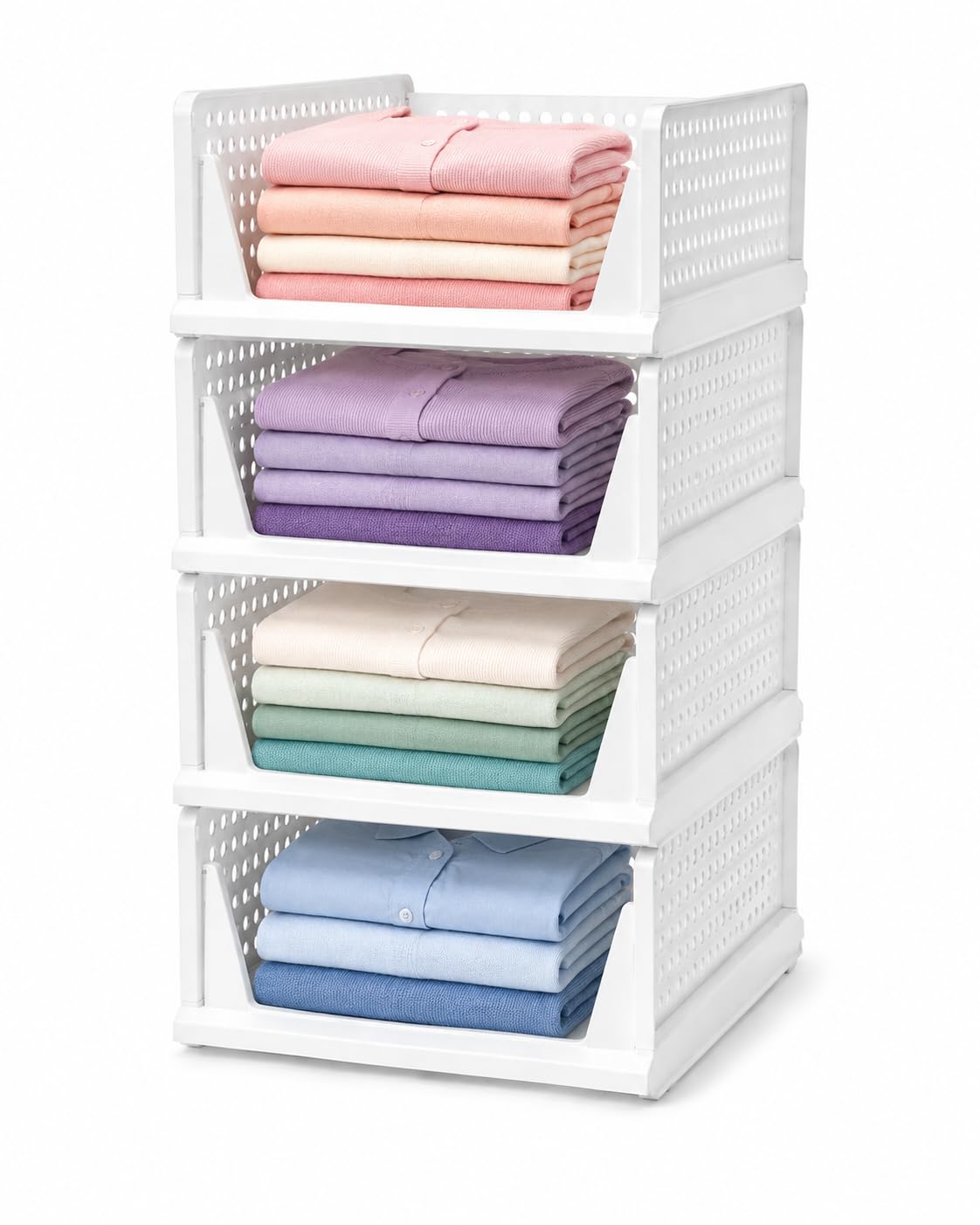 Organizador Armario 4 Piezas, Cajas Apilables Plegables para Ropa