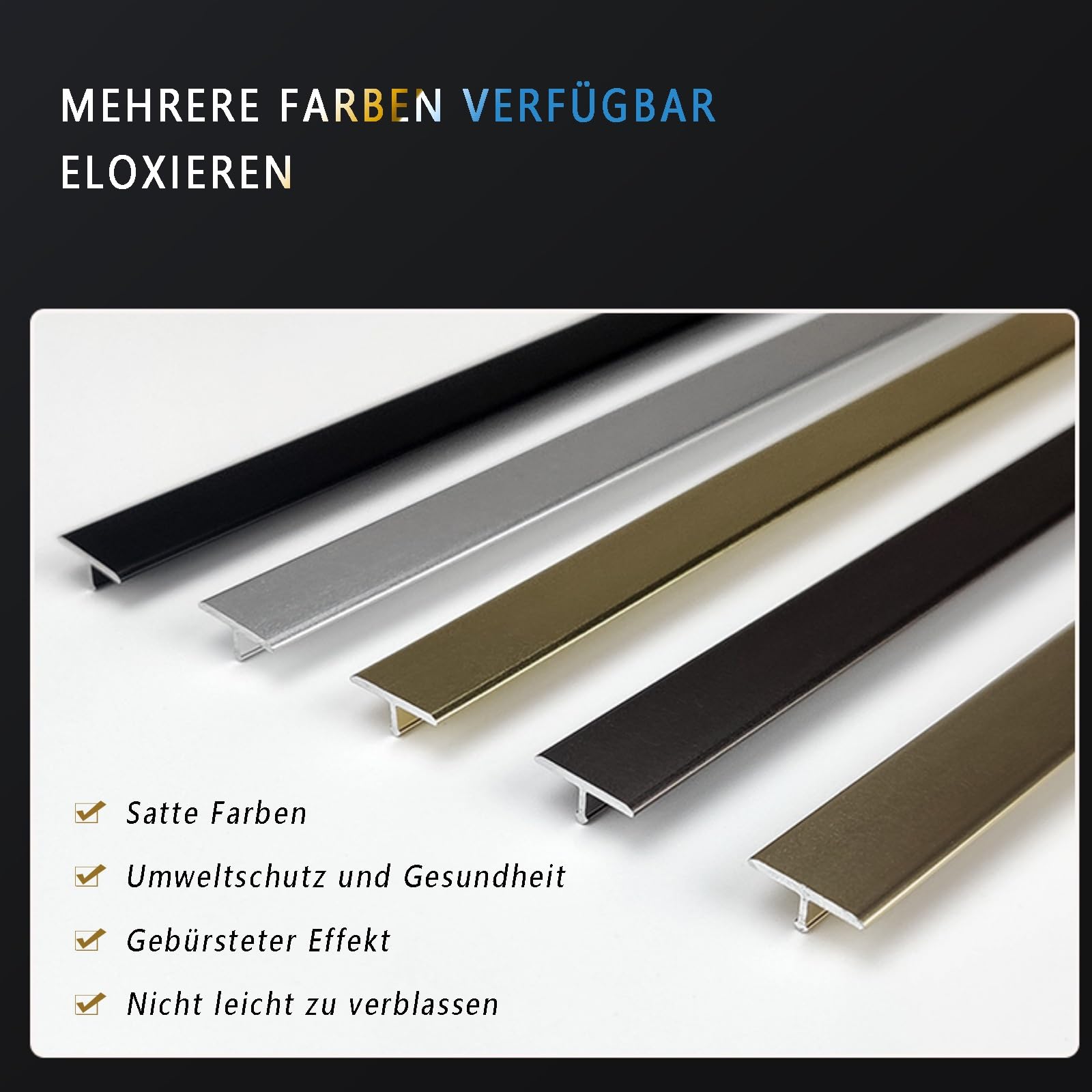 Tiras De Moldura En T De Aluminio, Paquete De 3 Unidades, 90cm, Borde De Transición Decorativo Para Suelos, Perfil Sin Costuras Para Superficies Niveladas Y Pisos Seguros(Gold,Breite 12 mm)