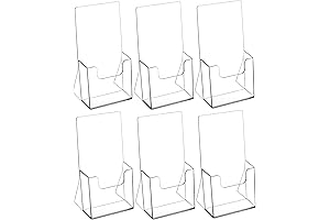 MaxGear Acrylic Brochure Holder 4 inch, 6 Pack Clear Countertop Plastic Brochure Holders