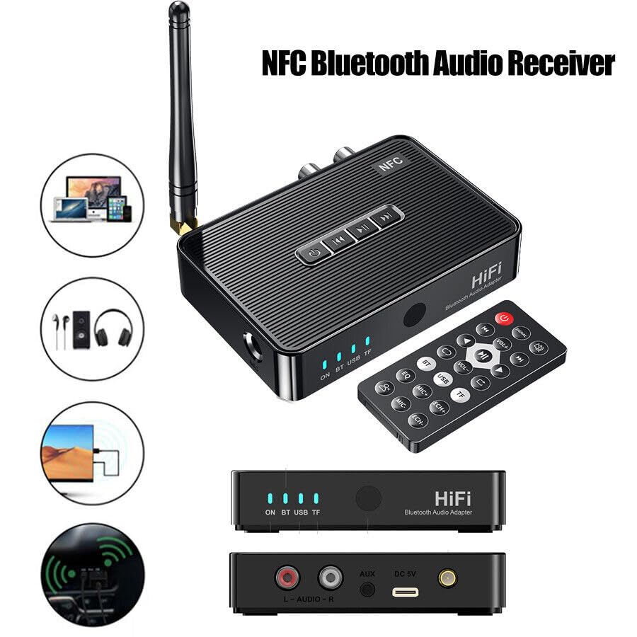 Image of Etzin Bluetooth 5.1 Audio Receiver Transmitter,Wireless Audio Adapter NFC to RCA Stereo Audio Amplifier for Home Music Streaming-EPL-1097WA.