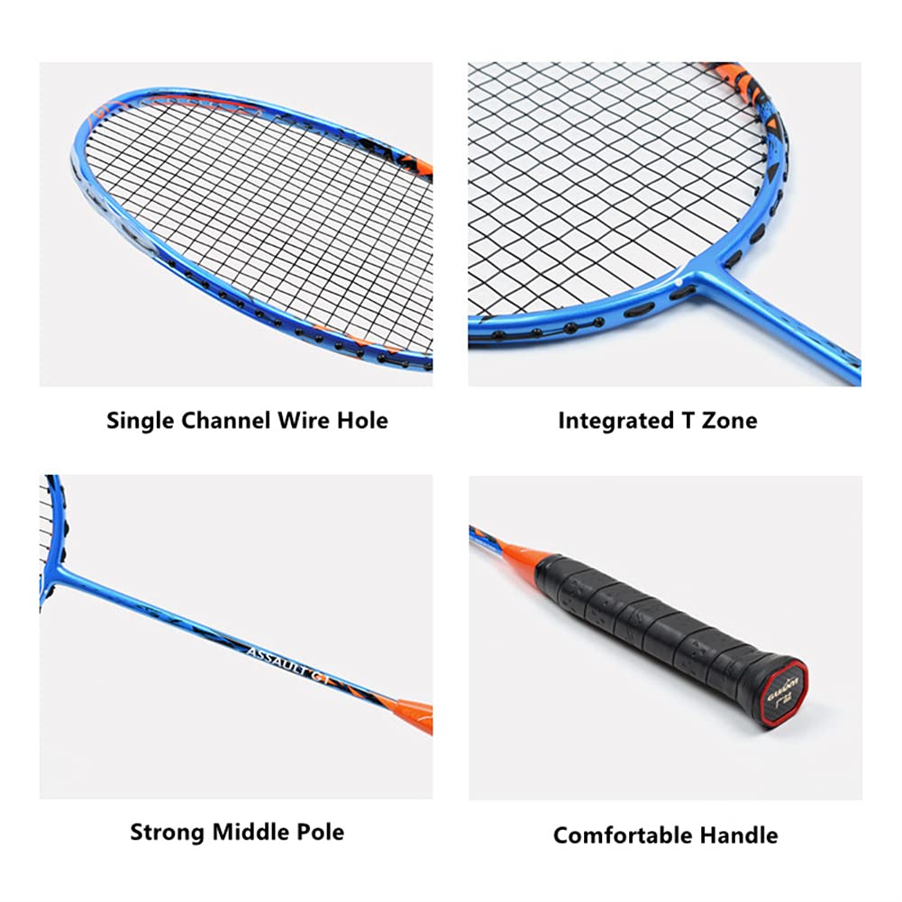 Raqueta De Bádminton Compuesto De Fibra De Carbono, Juego De Raquetas De Bádminton Ofensivo Súper Ligero, para Juegos De Patio Trasero Al Aire Libre, Ligero Y Cómodo,Negro