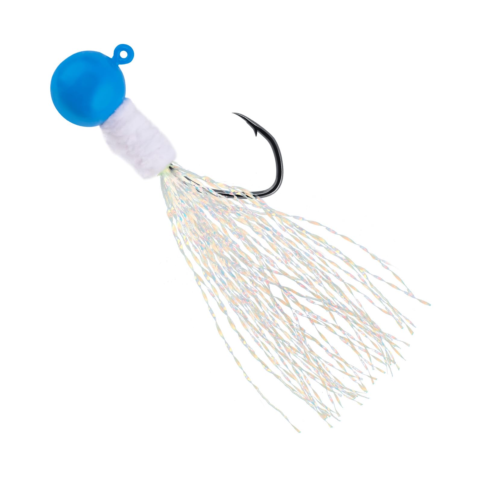 Dr.Fish 10 Pack Crappie Jig Marabou Jigs Heads Freshwater Round Ball Fishing Hooks with Mylar Flash Bass Trout Panfish Bluegill