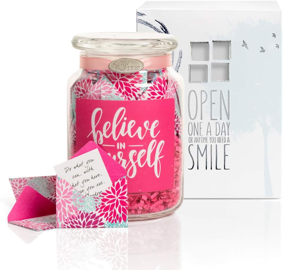 Glass Keepsake Gift Jar with Romantic Love Messages (for Couples) - Floral Puffs Believe in Yourself