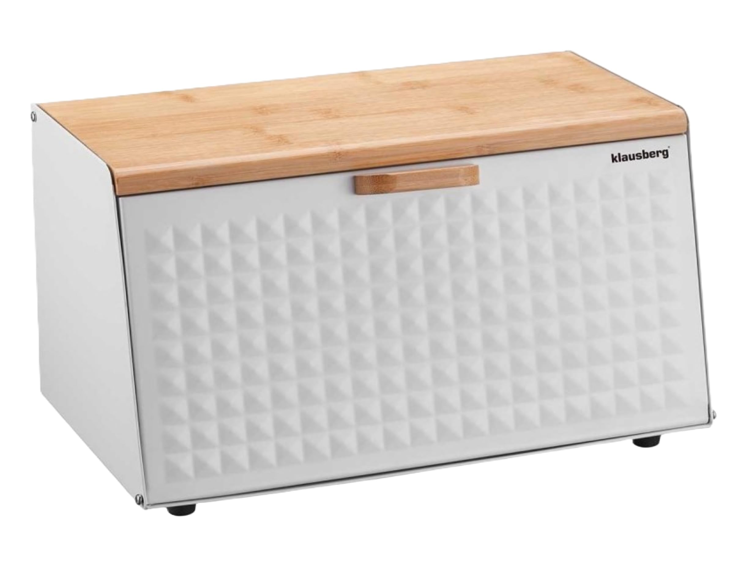 KLAUSBERG KB-7468 Boîte à pain en bois et acier inoxydable Blanc