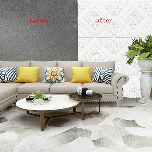 Miniatura 5 de Paneles de pared 3D con textura de flores de lujo adhesivo para techopanel de pared de espuma autoadhesivo despegar y pegar azulejos de pared