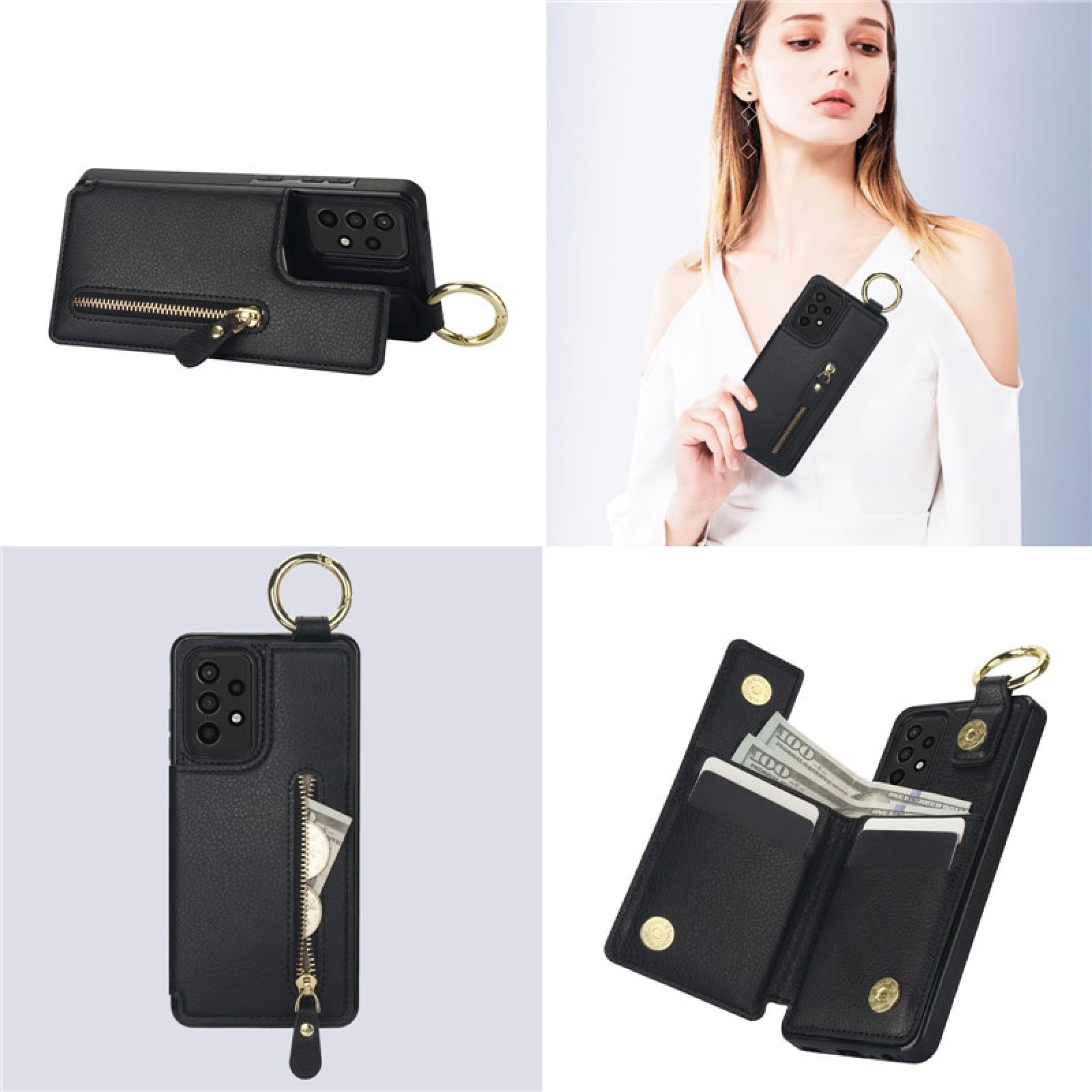 Do SamsungA50 A50S A30S Pierścień Skórzany Zamek Portfel Karty Telefon Etui Flip Stand Pokrowiec (Do SamsungA50 A50S A30S/Wino czerwone)