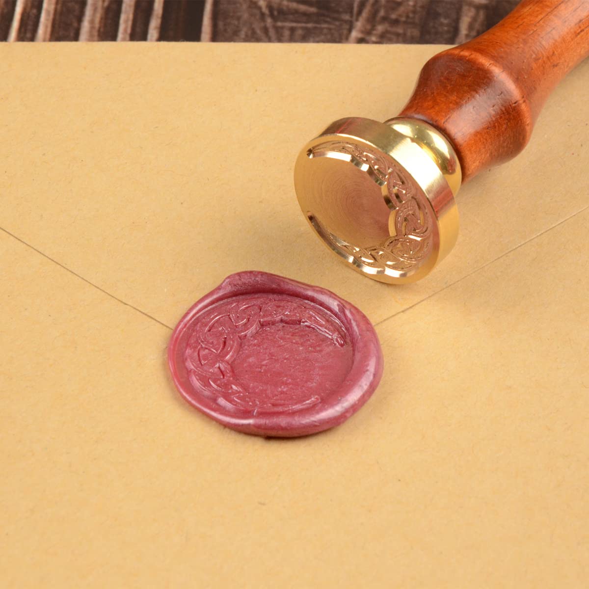 Set Timbri Ceralacca Vintage - Sigillo In Ottone Con Simboli Wiccan, Celtico, Pentagramma E Luna - Foto 11