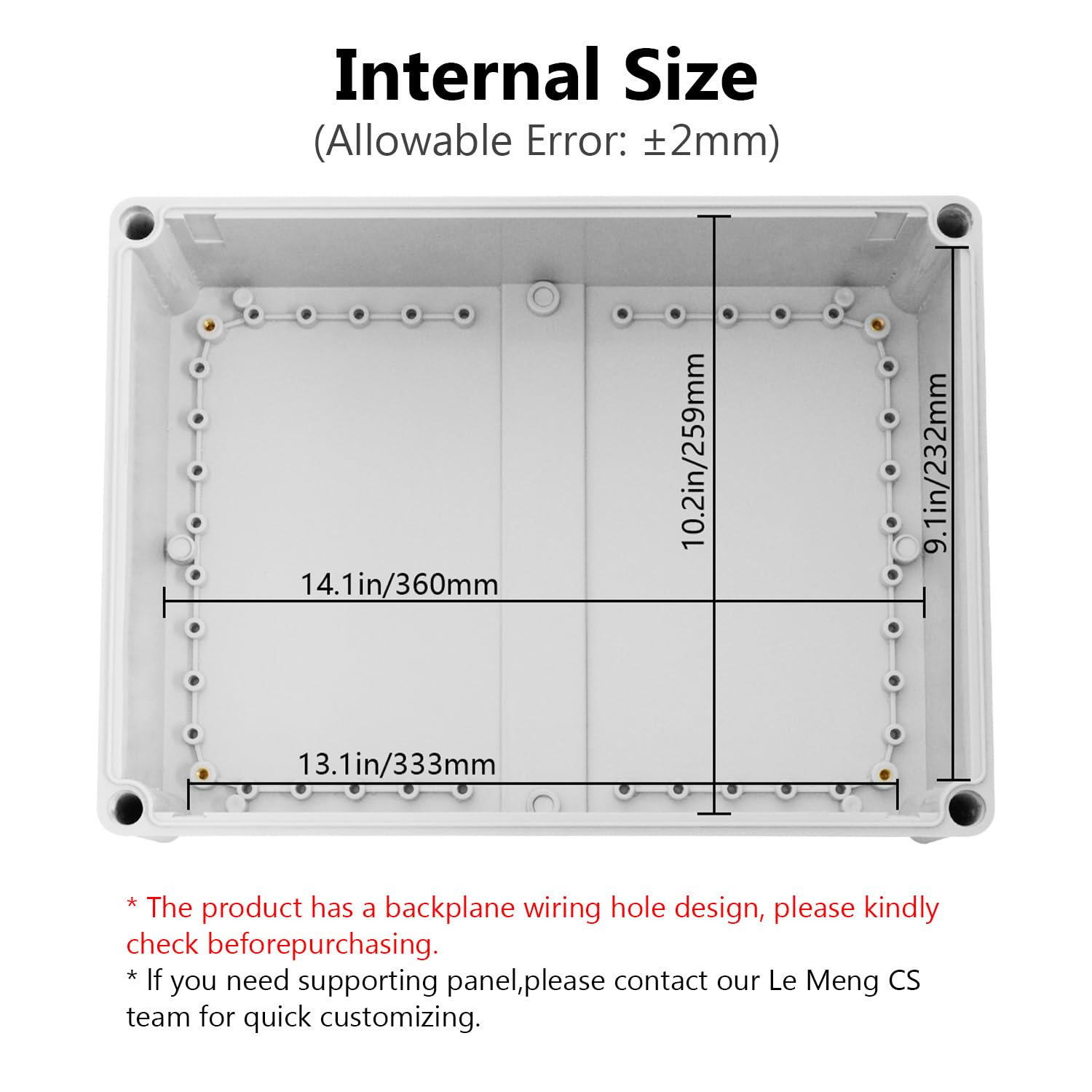 LeMotech Abzweigdose IP67 wasserdicht staubdicht ABS Kunststoff Projektbox für elektrische Außengehäuse Grau 15 x 11 x 7,1 Zoll (380 x 280 x 180 mm)
