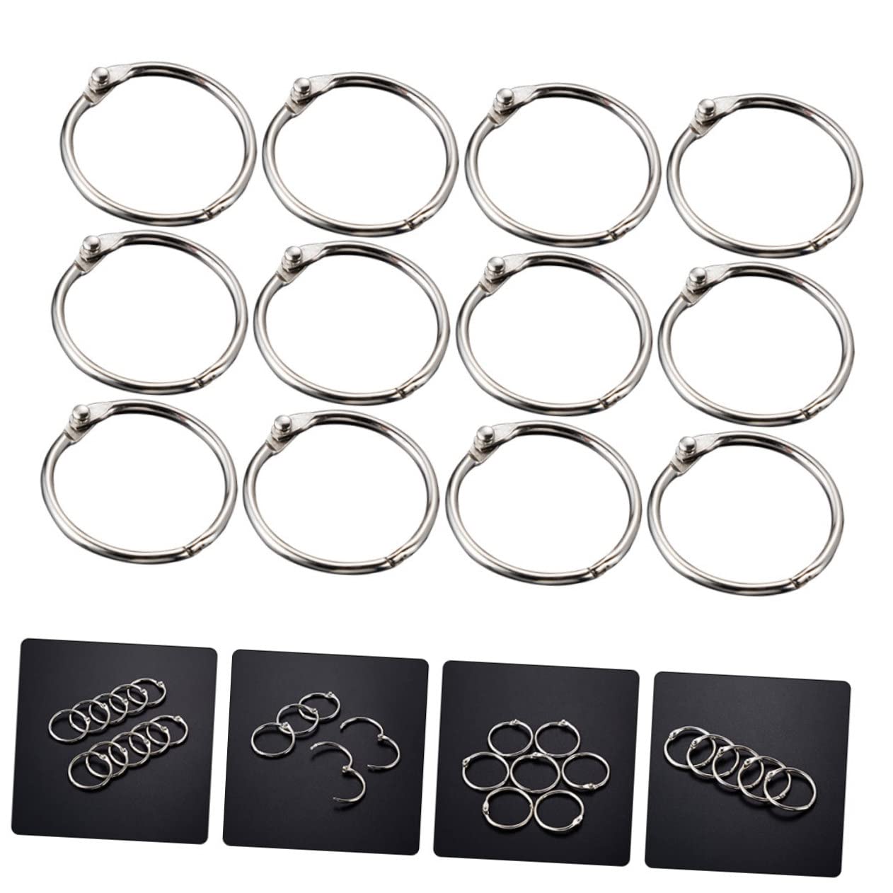 Abaodam 150pièces Anneaux Métalliques De Liaison Anneaux De Reliure Ronds pour Clés Et Albums Accessoires De Bureau Pratiques