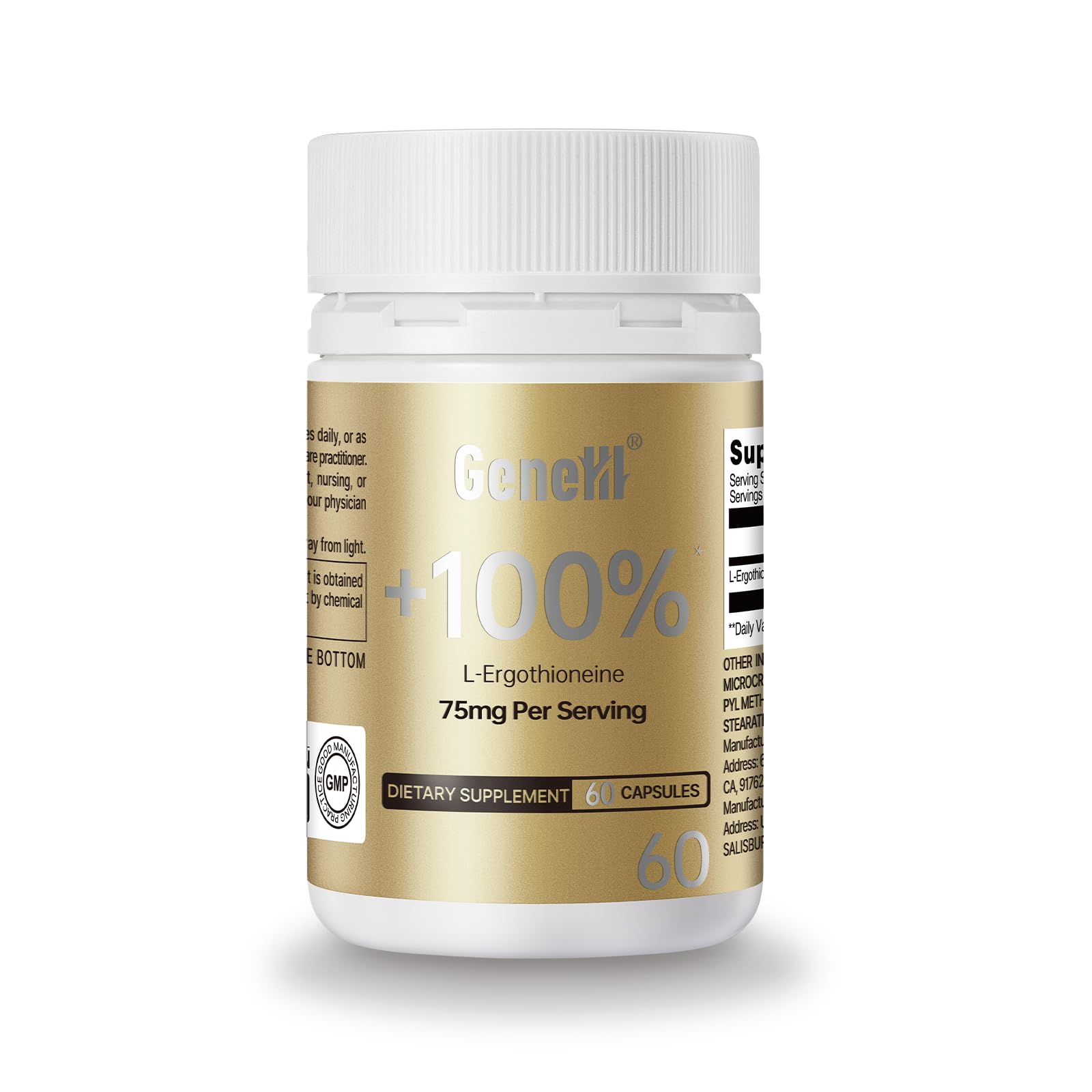 L-Ergothioneine Supplement 75mg - Fermentation-Based 99.99% Purity Antioxidant - Clinically Studied to Support Longevity, Restful Sleep & Healthy Aging - Vegan