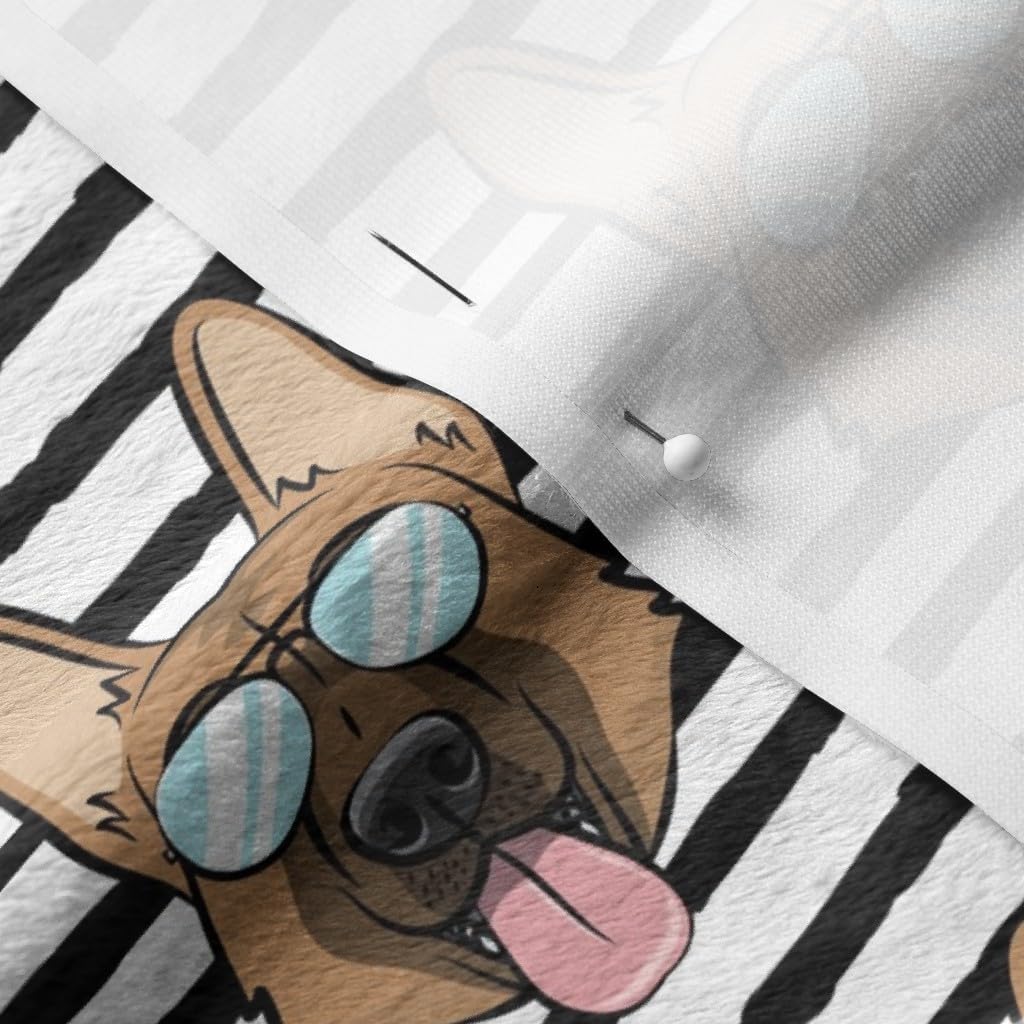 Spoonflower Fabric - German Shepherd Black Stripes Glasses Little Arrow Dogs Cute Trendy Printed on Minky Fabric by The Yard - Sewing Baby Blankets Quilt Backing Plush