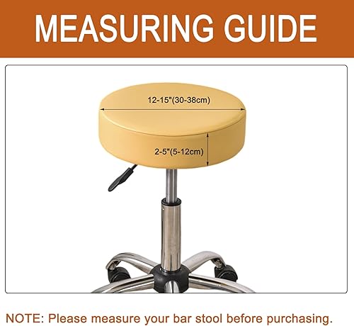 Miniatura 5 de HAOYONG Juego de 4 fundas para taburete de bar, impermeables, redondas, elásticas, de piel sintética, con parte inferior antideslizante para bar,