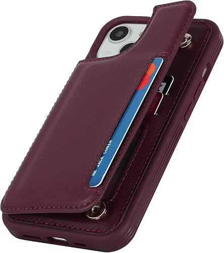 Miniatura 9 de iCoverCase Funda para iPhone 13 con tarjetero, iPhone 13 Funda tipo cartera para mujeres y hombres bloqueo RFID Funda protectora de piel sintética
