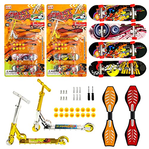 Juego de Scooter de Dedo,8 Mini Fingerboard con 30 Accesorios para Finger Board,Accesorios de Entrenamiento de Patineta de Dedo Adecuados para Juguetes de Educación Temprana para Niños