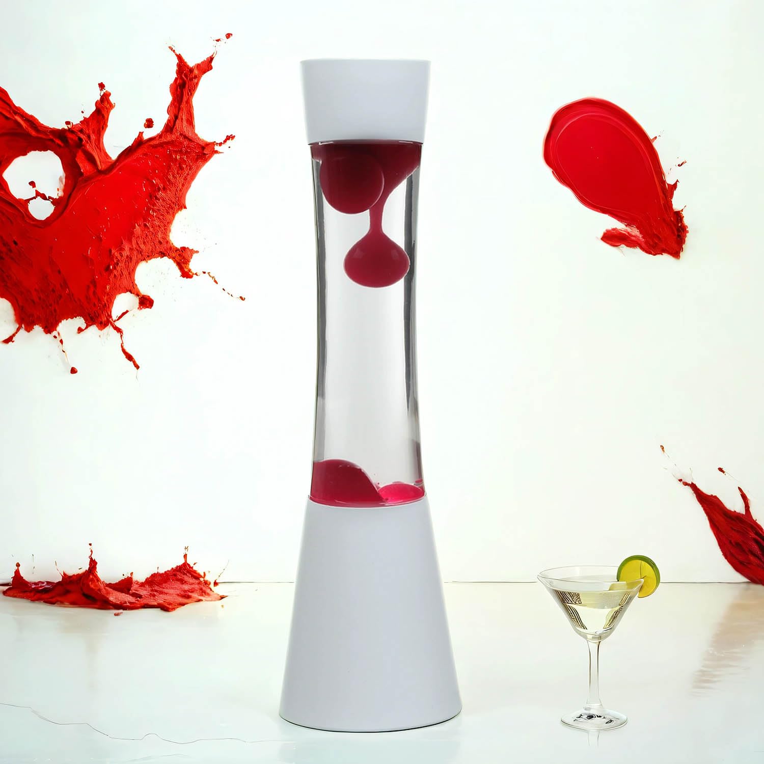 Lampe à lave rétro Rouge Blanc 39,5 cm G9 30 W avec interrupteur à fil