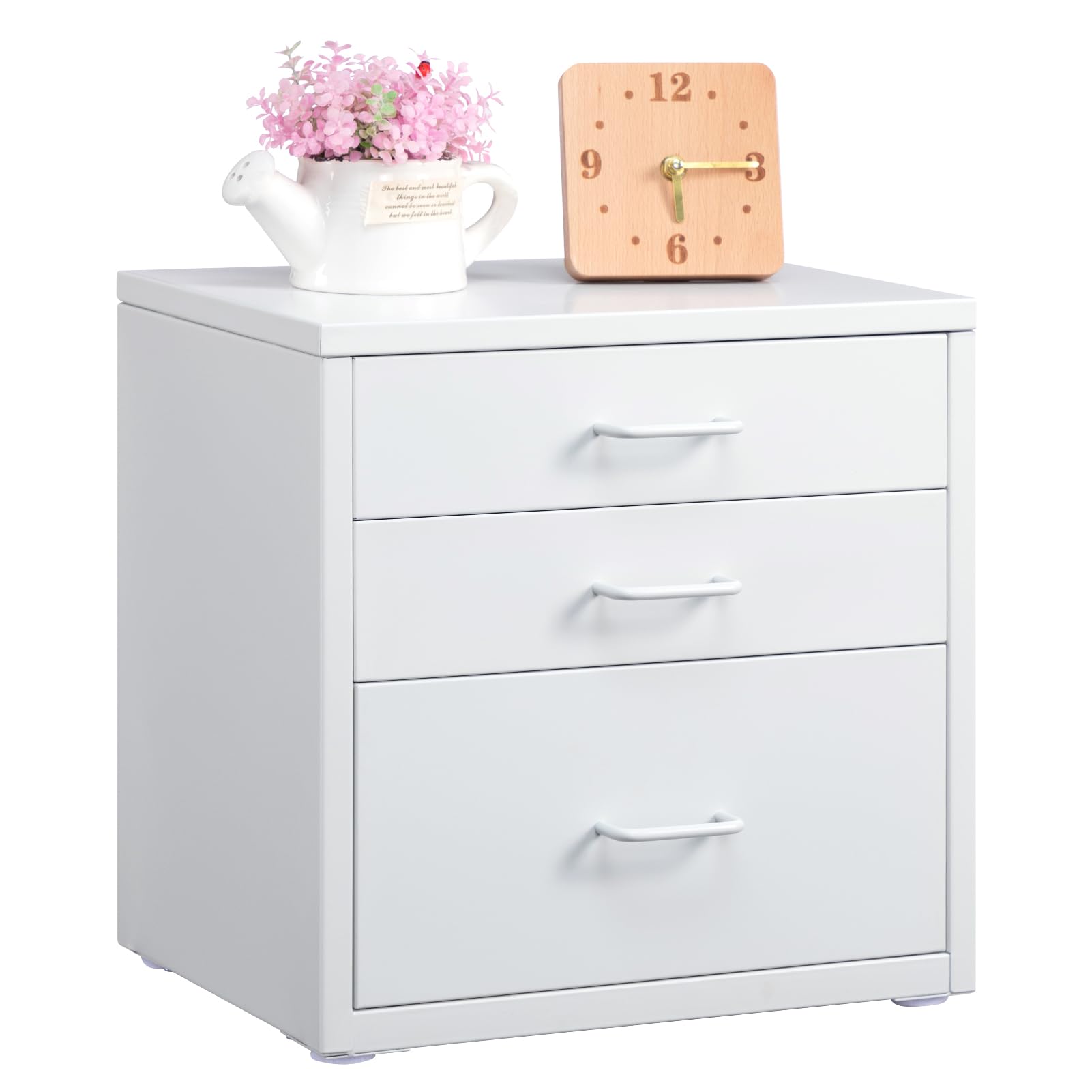 HollyHOME Desktop Drawers Filing Cabinet with 3 Drawers, Organizer Vertical File Cabinets for A4 Letter Size Metal Storage Drawer for Home Office Self-assemble,White