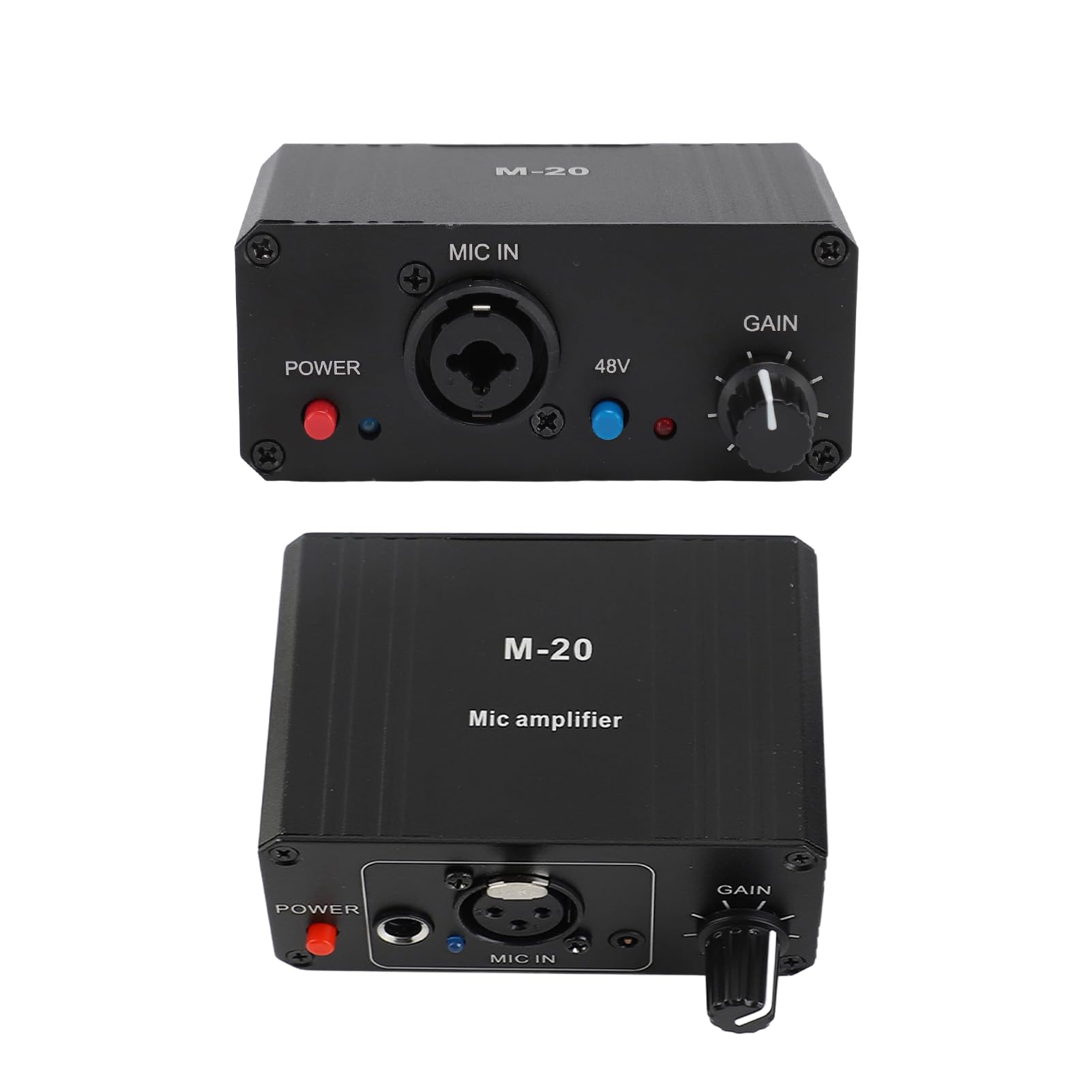 LICAEVEY Preamplificatore Microfonico, Alimentazione phan tom 48V Ad Alto Guadagno con Uscita XLR, Preamplificatore Microfonico per Microfoni a Condensatore Dinamici, Registrazione e