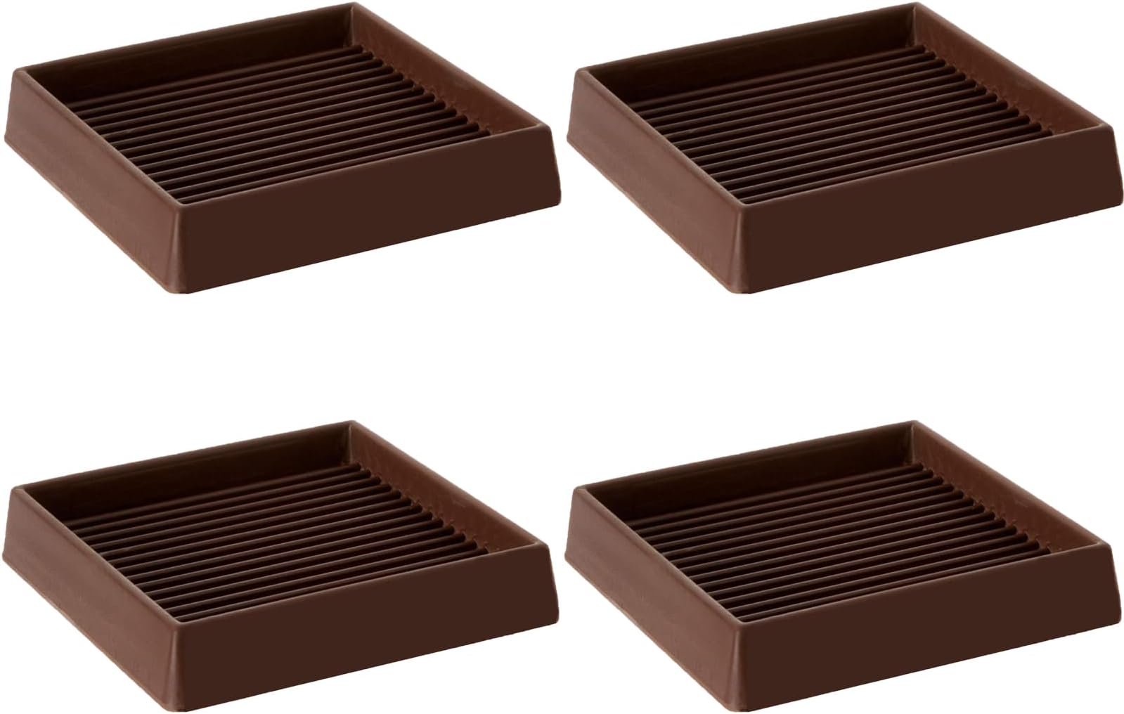 4X4 Rubber Caster Cups, Non Slip Furniture Pads, Anti-Slip Gripper, Anti Skid Furniture Feet, Anti Slide Floor Protector for Bed Couch Stoppers (Brown, 4 Pack)