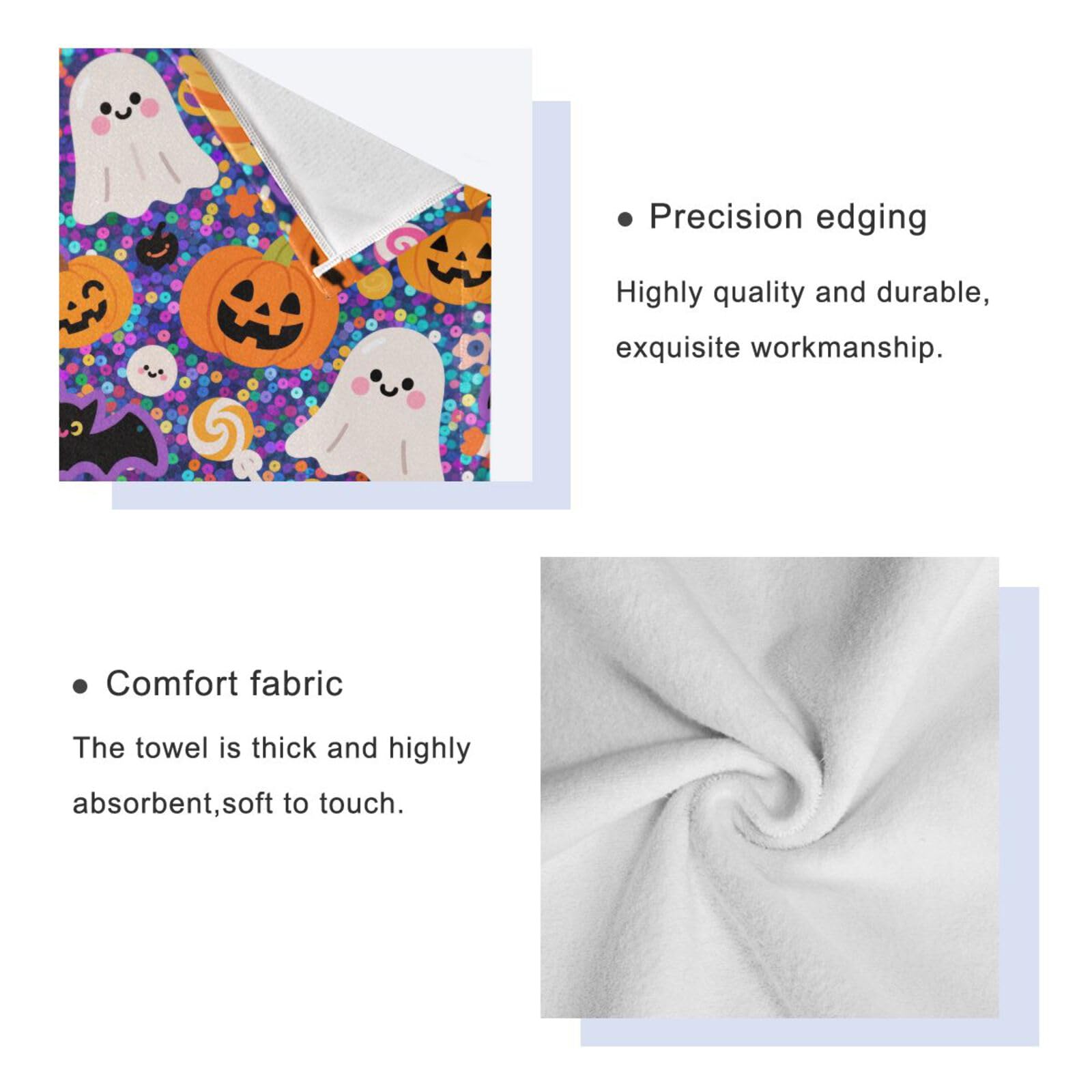 Halloween cekiny żółta dynia chłonne ręczniki do twarzy zestaw 3 sztuk, 1 ręcznik kąpielowy 1 ręcznik do rąk 1 myjka do łazienki kuchni
