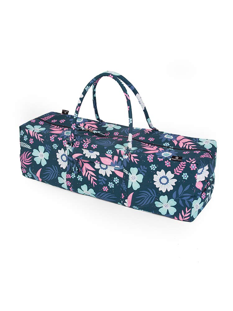 Yoga Studio Yoga Kit Bag | YKK Full Zipp Fastening Carrier Equipment Bag | Cotton Yoga & Pilates Unisex Mat Bag with Storage Pocket Compartments for Mats & Accessories | Fits Most Mat Sizes - B Flower — image 1
