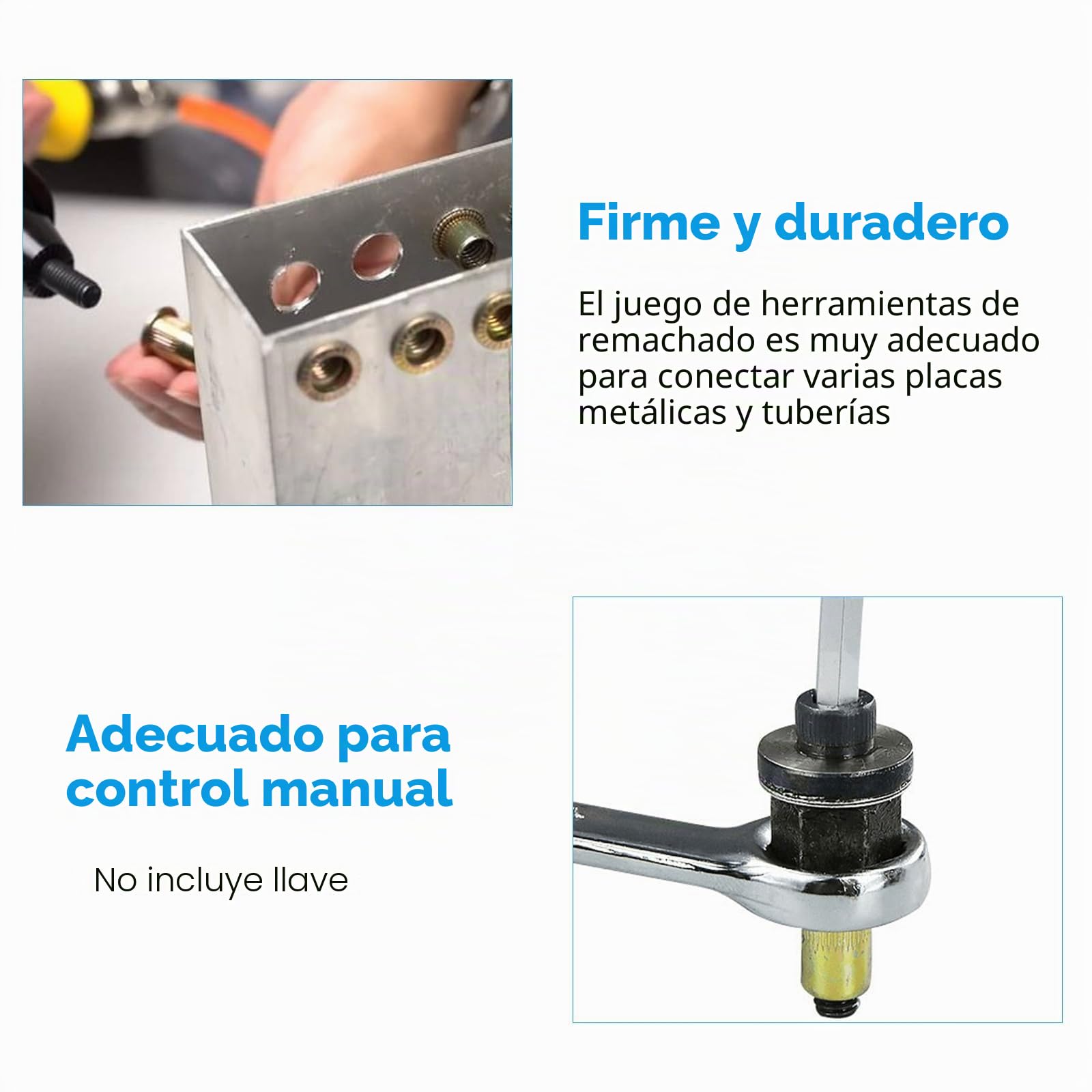 SQLJYU 6 Piezas Kit de Remachadora de Tuercas, Tuercas Remachables, para M3, M4, M5, M6, M8, M10 Remachadora para Taladro de Herramienta de Remache Manual, Remachadora de Tuercas Accessori