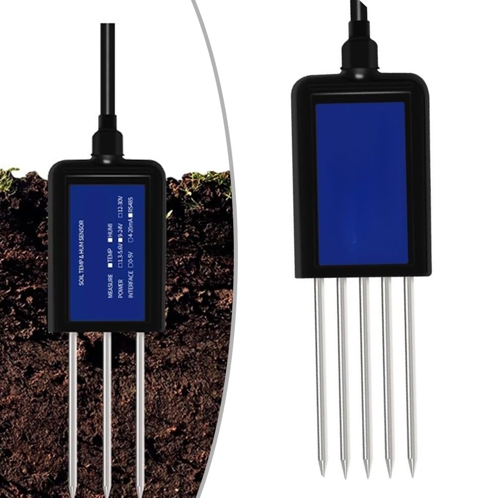 Sensor de humedad del suelo 7 en 1 con memoria de temperatura NPK de conductividad de pH, sonda de acero inoxidable impermeable IP68 para invernadero de jardín, pasto