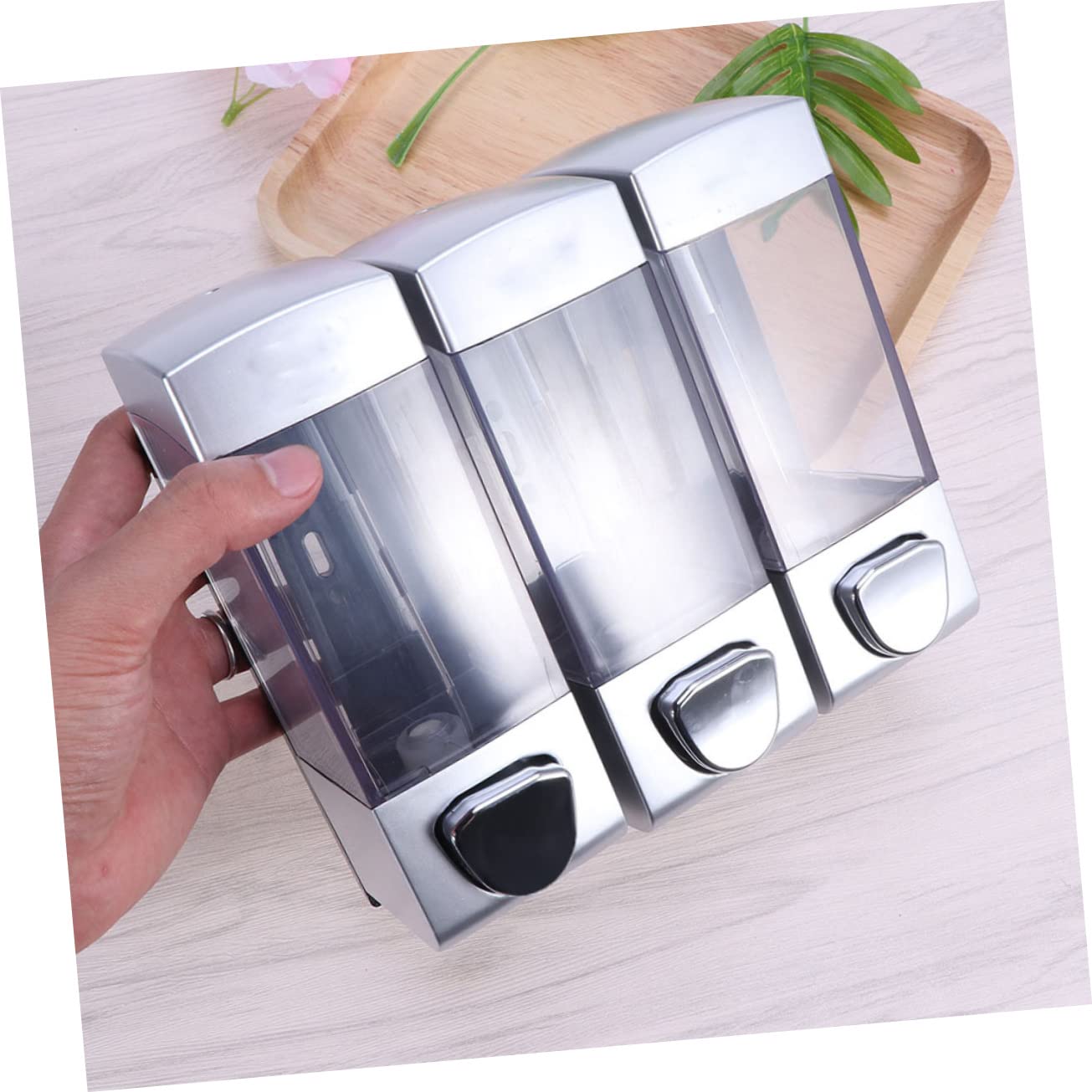 STOBAZA Wall-Mounted Soap Dispenser 3 Outlets Pump Bottle for Shampoo Lotion Alternative Easy to Use for Home Hotel