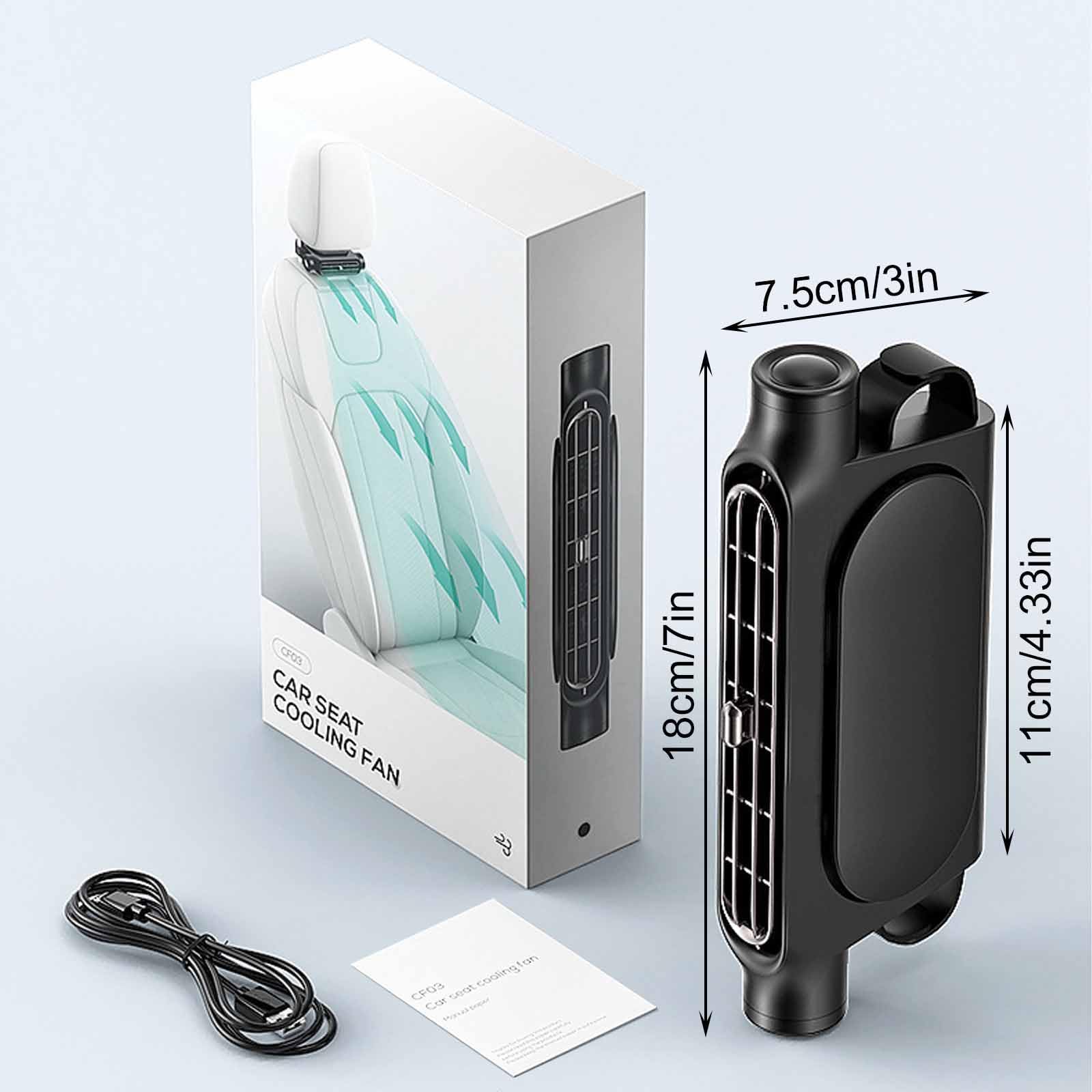 Ventola di raffreddamento per sedile posteriore dell'auto, mini ventola di raffreddamento portatile ricaricabile tramite USB, con 3 velocità del vento regolabili, per tutte le auto, Jeep