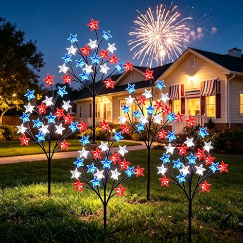 Lampe solaire drapeau américain étanche 8 modes pour balisage extérieur
