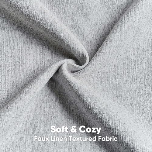 FUTEI Light Grey Chenille Decorative Throw Pillow Covers 22x22 Inch Set of 2,Soft Cozy Faux Linen Textured Cushion Case,Farmhouse Home Decor for Couch Living Room